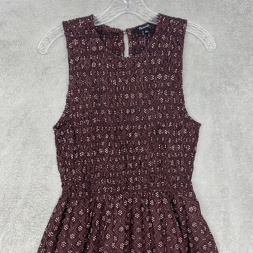 Madewell Dress Small The Melody Smocked Midi Daisy Print Dusty Plum Cotton NV483 - Picture 6 of 15